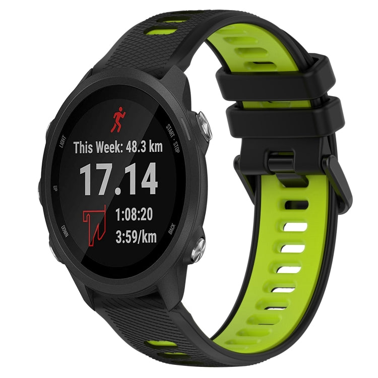 For Garmin Forerunner 245 20mm Sports Two-Color Silicone Watch Band(Black+Green) - Smart Wear by PMC TechLife | Online Shopping South Africa | PMC TechLife