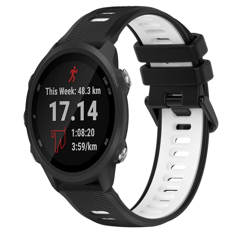 For Garmin Forerunner 245 Music 20mm Sports Two-Color Silicone Watch Band(Black+White) - Smart Wear by PMC TechLife | Online Shopping South Africa | PMC TechLife