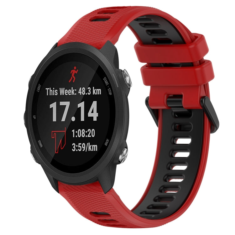 For Garmin Forerunner 245 Music 20mm Sports Two-Color Silicone Watch Band(Red+Black) - Smart Wear by PMC TechLife | Online Shopping South Africa | PMC TechLife