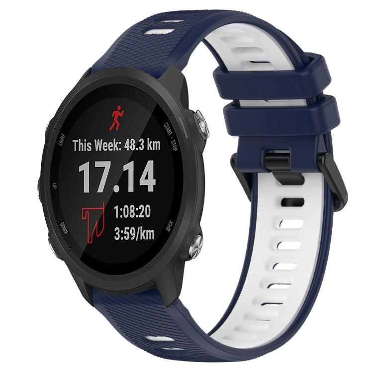 For Garmin Forerunner 245 Music 20mm Sports Two-Color Silicone Watch Band(Midnight Blue+White) - Smart Wear by PMC TechLife | Online Shopping South Africa | PMC TechLife