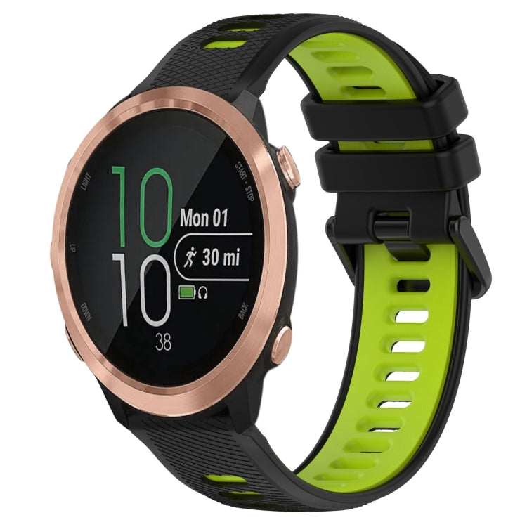 For Garmin Forerunner 645 20mm Sports Two-Color Silicone Watch Band(Black+Green) - Smart Wear by PMC TechLife | Online Shopping South Africa | PMC TechLife