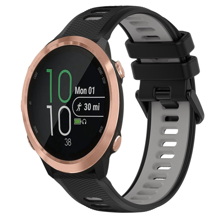 For Garmin Forerunner 645 Music 20mm Sports Two-Color Silicone Watch Band(Black+Grey) - Smart Wear by PMC TechLife | Online Shopping South Africa | PMC TechLife
