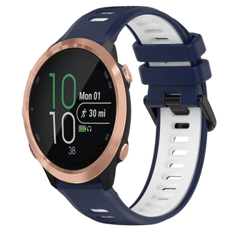 For Garmin Forerunner 645 Music 20mm Sports Two-Color Silicone Watch Band(Midnight Blue+White) - Smart Wear by PMC TechLife | Online Shopping South Africa | PMC TechLife