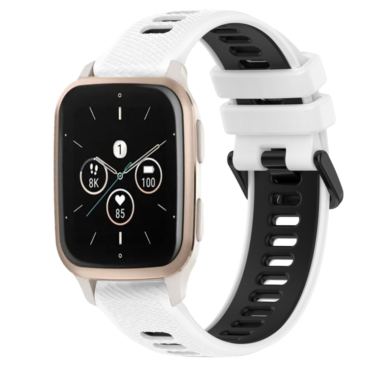 For Garmin Forerunner Sq2 20mm Sports Two-Color Silicone Watch Band(White+Black) - Smart Wear by PMC TechLife | Online Shopping South Africa | PMC TechLife