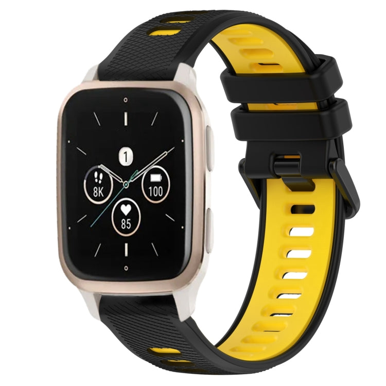 For Garmin Forerunner Sq2 20mm Sports Two-Color Silicone Watch Band(Black+Yellow) - Smart Wear by PMC TechLife | Online Shopping South Africa | PMC TechLife