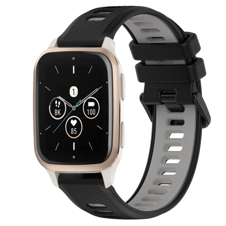 For Garmin Forerunner Sq2 20mm Sports Two-Color Silicone Watch Band(Black+Grey) - Smart Wear by PMC TechLife | Online Shopping South Africa | PMC TechLife
