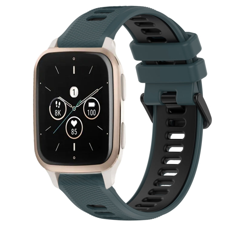 For Garmin Forerunner Sq2 Music 20mm Sports Two-Color Silicone Watch Band(Olive Green+Black) -  by PMC TechLife | Online Shopping South Africa | PMC TechLife