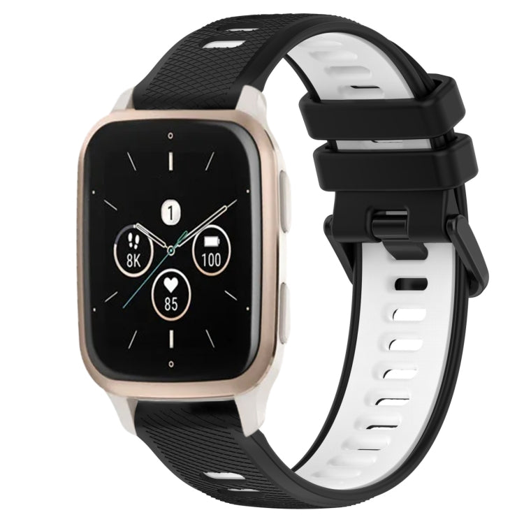 For Garmin Forerunner Sq2 Music 20mm Sports Two-Color Silicone Watch Band(Black+White) - Smart Wear by PMC TechLife | Online Shopping South Africa | PMC TechLife