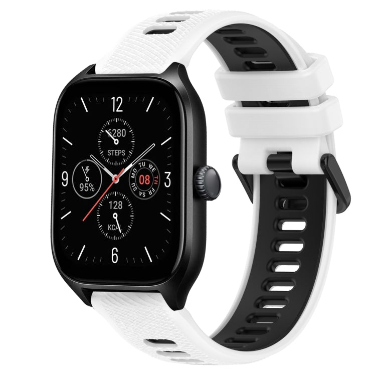 For Amazfit GTS 4 20mm Sports Two-Color Silicone Watch Band(White+Black) -  by PMC TechLife | Online Shopping South Africa | PMC TechLife