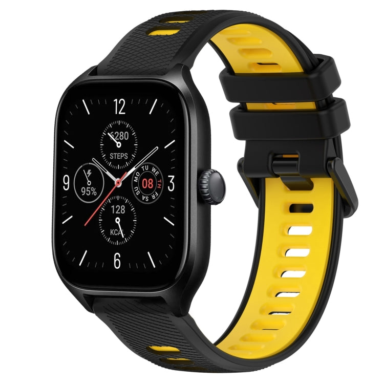 For Amazfit GTS 4 20mm Sports Two-Color Silicone Watch Band(Black+Yellow) -  by PMC TechLife | Online Shopping South Africa | PMC TechLife