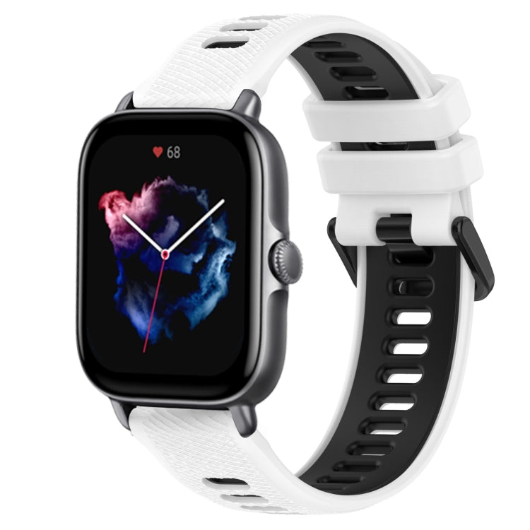For Amazfit GTS 3 20mm Sports Two-Color Silicone Watch Band(White+Black) -  by PMC TechLife | Online Shopping South Africa | PMC TechLife