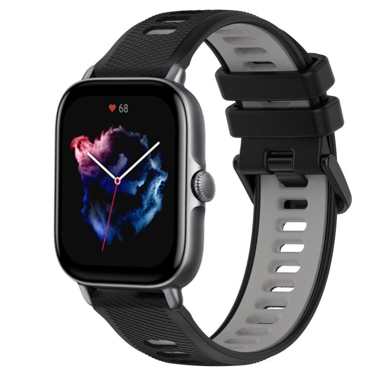 For Amazfit GTS 3 20mm Sports Two-Color Silicone Watch Band(Black+Grey) -  by PMC TechLife | Online Shopping South Africa | PMC TechLife