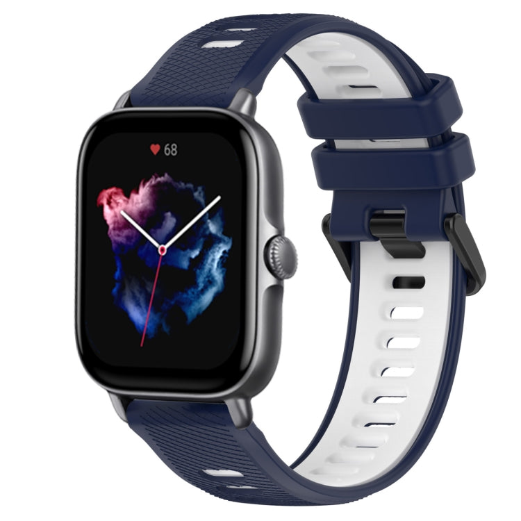 For Amazfit GTS 3 20mm Sports Two-Color Silicone Watch Band(Midnight Blue+White) -  by PMC TechLife | Online Shopping South Africa | PMC TechLife