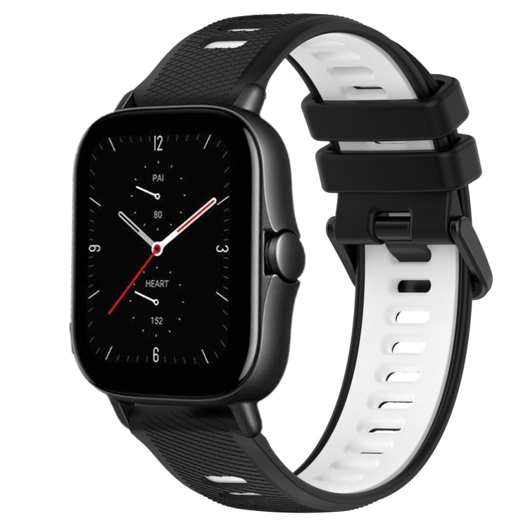 For Amazfit GTS 2E 20mm Sports Two-Color Silicone Watch Band(Black+White) - Smart Wear by PMC TechLife | Online Shopping South Africa | PMC TechLife