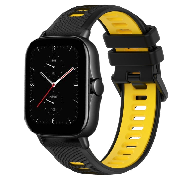 For Amazfit GTS 2E 20mm Sports Two-Color Silicone Watch Band(Black+Yellow) -  by PMC TechLife | Online Shopping South Africa | PMC TechLife