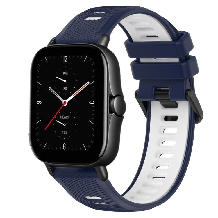 For Amazfit GTS 2E 20mm Sports Two-Color Silicone Watch Band(Midnight Blue+White) -  by PMC TechLife | Online Shopping South Africa | PMC TechLife