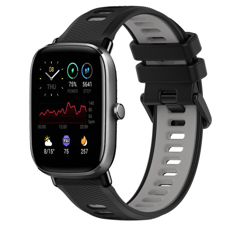 For Amazfit GTS 2 Mini 20mm Sports Two-Color Silicone Watch Band(Black+Grey) - Smart Wear by PMC TechLife | Online Shopping South Africa | PMC TechLife