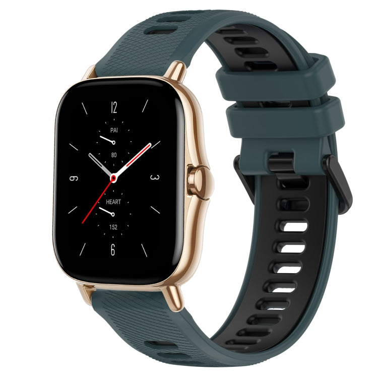For Amazfit GTS 2 20mm Sports Two-Color Silicone Watch Band(Olive Green + Black) -  by PMC TechLife | Online Shopping South Africa | PMC TechLife