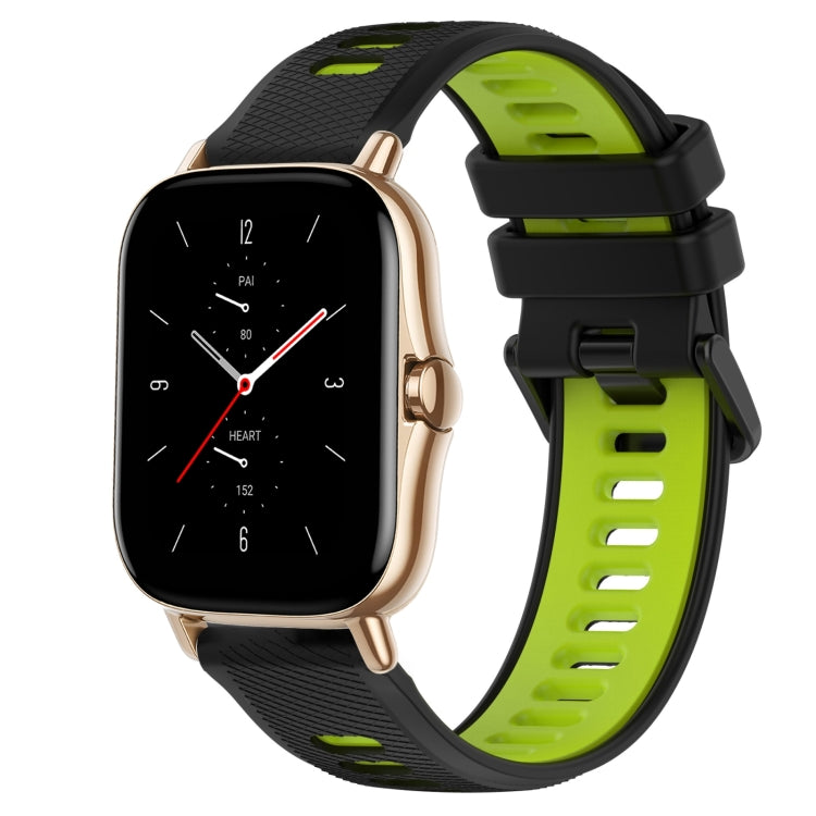 For Amazfit GTS 2 20mm Sports Two-Color Silicone Watch Band(Black+Green) -  by PMC TechLife | Online Shopping South Africa | PMC TechLife