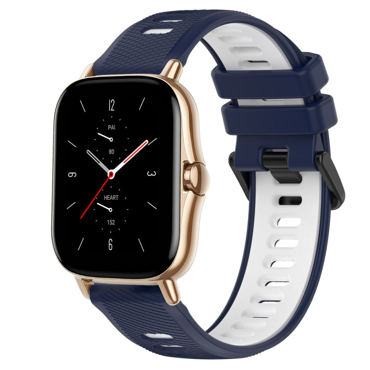For Amazfit GTS 2 20mm Sports Two-Color Silicone Watch Band(Midnight Blue+White) -  by PMC TechLife | Online Shopping South Africa | PMC TechLife