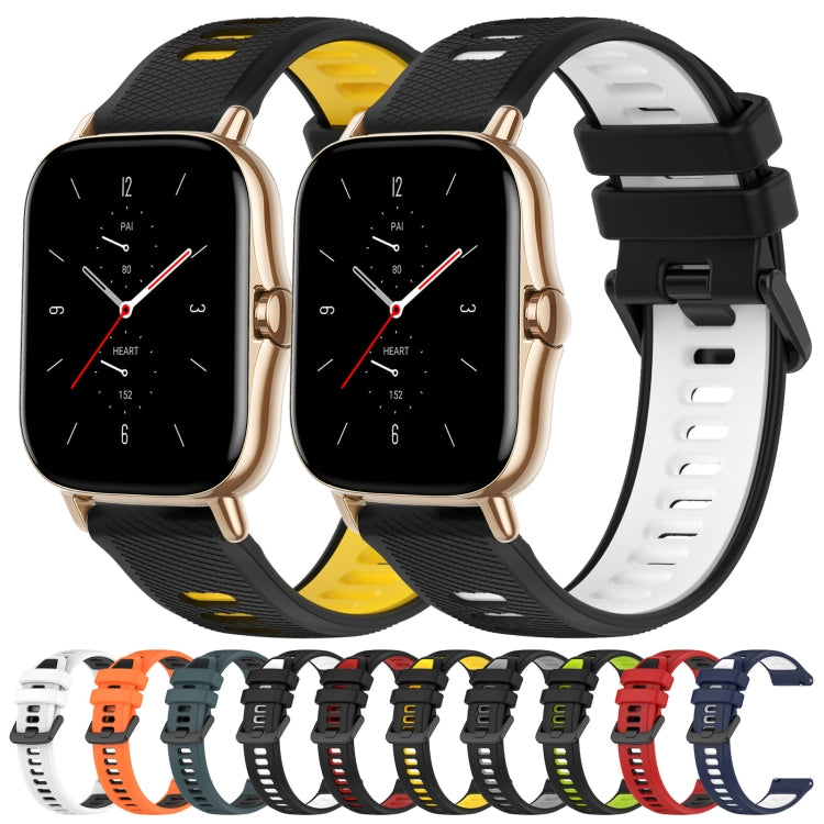 For Amazfit GTS 2 20mm Sports Two-Color Silicone Watch Band(White+Black) -  by PMC TechLife | Online Shopping South Africa | PMC TechLife