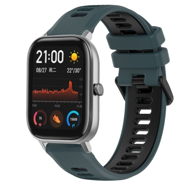 For Amazfit GTS 20mm Sports Two-Color Silicone Watch Band(Olive Green + Black) -  by PMC TechLife | Online Shopping South Africa | PMC TechLife