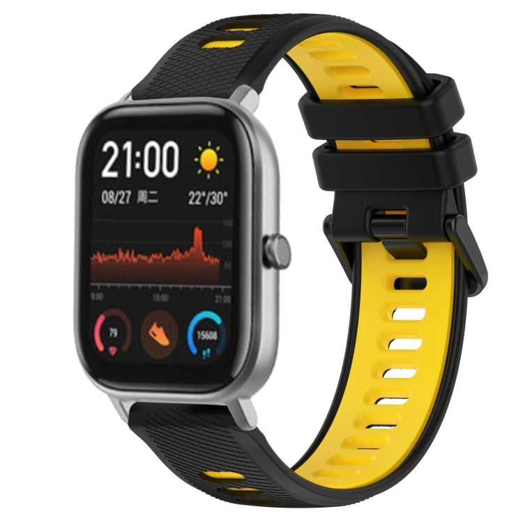 For Amazfit GTS 20mm Sports Two-Color Silicone Watch Band(Black+Yellow) -  by PMC TechLife | Online Shopping South Africa | PMC TechLife