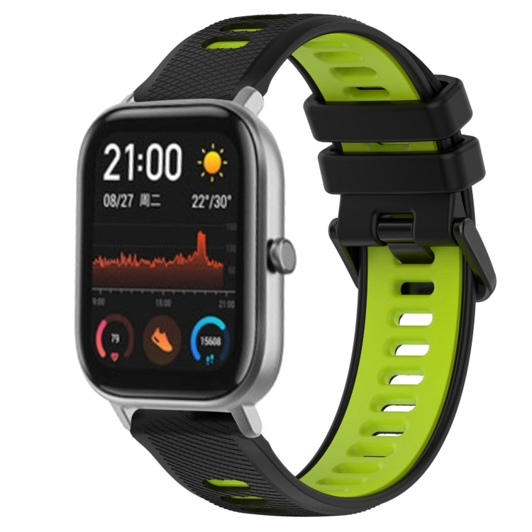 For Amazfit GTS 20mm Sports Two-Color Silicone Watch Band(Black+Green) -  by PMC TechLife | Online Shopping South Africa | PMC TechLife