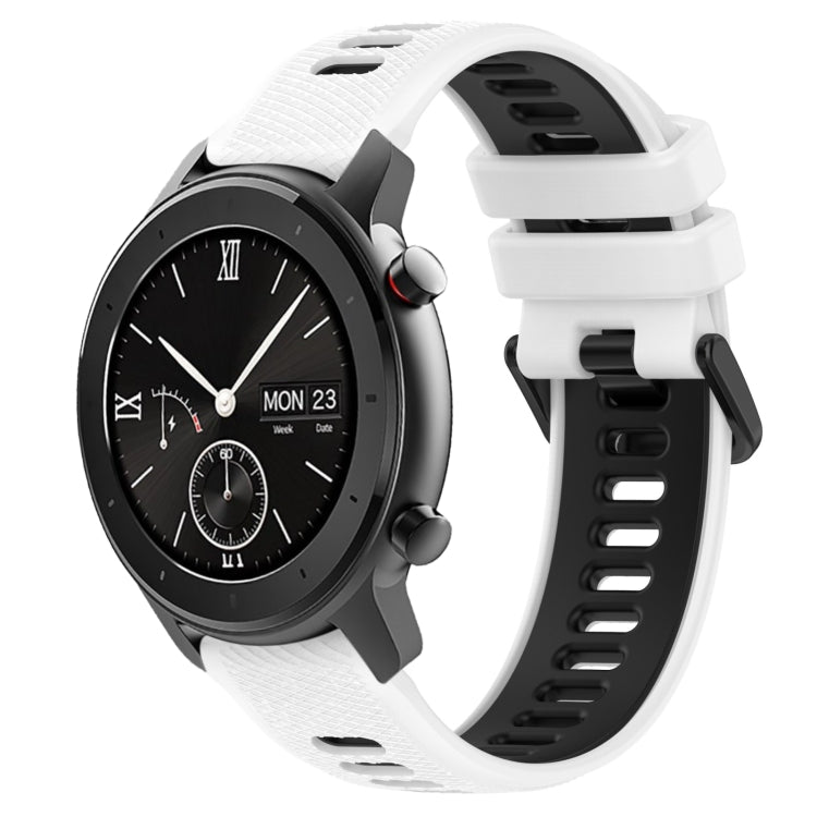 For Amazfit GTR 42mm 20mm Sports Two-Color Silicone Watch Band(White+Black) - Smart Wear by PMC TechLife | Online Shopping South Africa | PMC TechLife