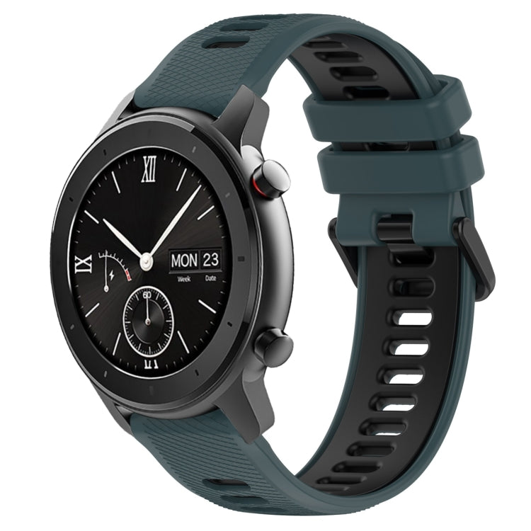 For Amazfit GTR 42mm 20mm Sports Two-Color Silicone Watch Band(Olive Green + Black) -  by PMC TechLife | Online Shopping South Africa | PMC TechLife