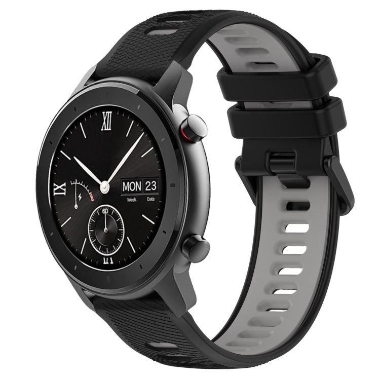 For Amazfit GTR 42mm 20mm Sports Two-Color Silicone Watch Band(Black+Grey) -  by PMC TechLife | Online Shopping South Africa | PMC TechLife