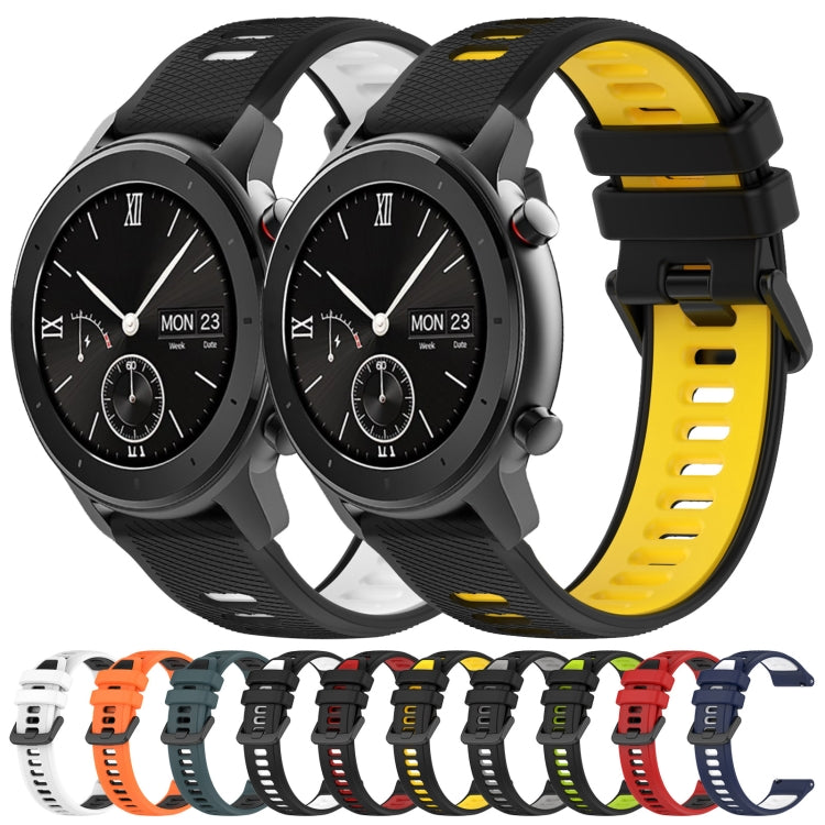 For Amazfit GTR 42mm 20mm Sports Two-Color Silicone Watch Band(Midnight Blue+White) - Smart Wear by PMC TechLife | Online Shopping South Africa | PMC TechLife