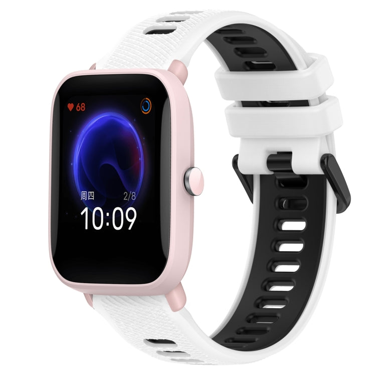 For Amazfit Pop Pro 20mm Sports Two-Color Silicone Watch Band(White+Black) -  by PMC TechLife | Online Shopping South Africa | PMC TechLife