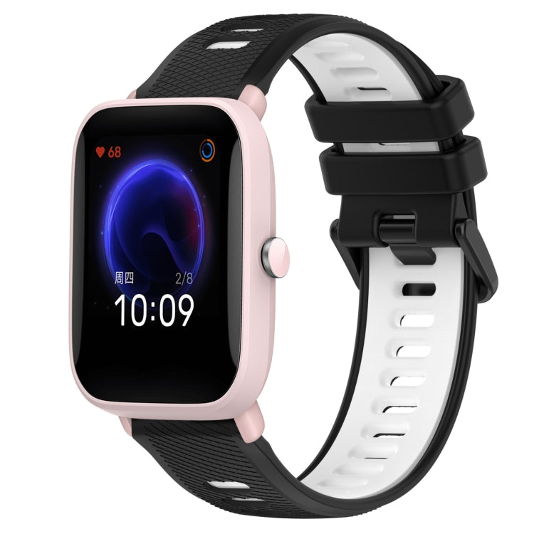 For Amazfit Pop Pro 20mm Sports Two-Color Silicone Watch Band(Black+White) -  by PMC TechLife | Online Shopping South Africa | PMC TechLife