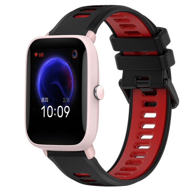 For Amazfit Pop Pro 20mm Sports Two-Color Silicone Watch Band(Black+Red) -  by PMC TechLife | Online Shopping South Africa | PMC TechLife