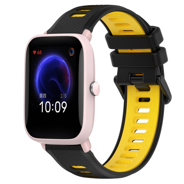 For Amazfit Pop Pro 20mm Sports Two-Color Silicone Watch Band(Black+Yellow) -  by PMC TechLife | Online Shopping South Africa | PMC TechLife