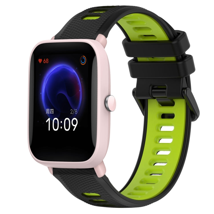 For Amazfit Pop Pro 20mm Sports Two-Color Silicone Watch Band(Black+Green) - Smart Wear by PMC TechLife | Online Shopping South Africa | PMC TechLife