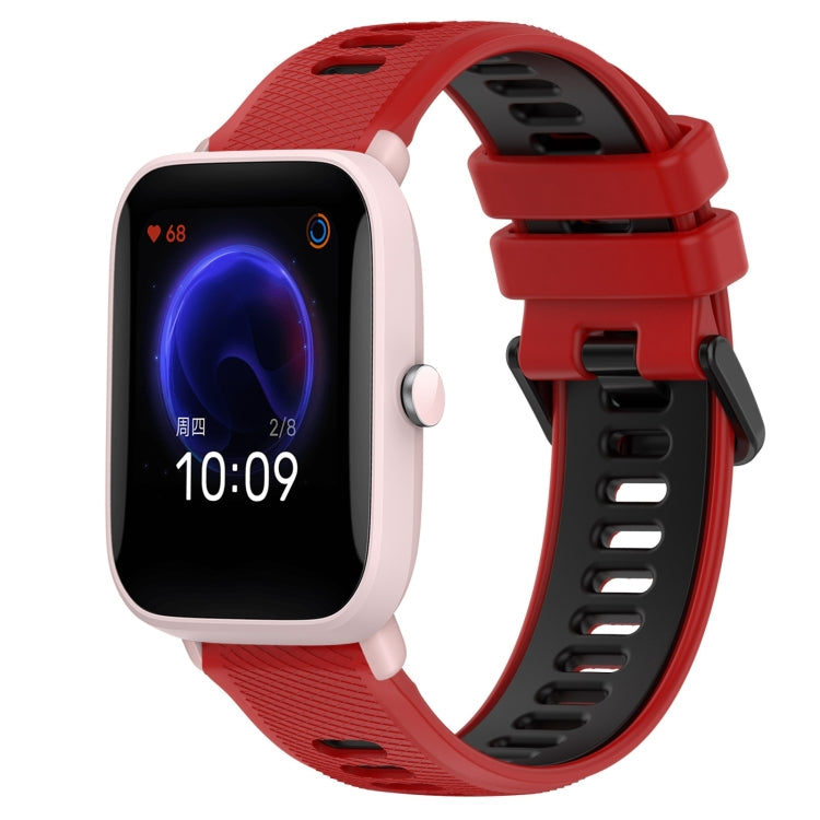 For Amazfit Pop Pro 20mm Sports Two-Color Silicone Watch Band(Red+Black) -  by PMC TechLife | Online Shopping South Africa | PMC TechLife