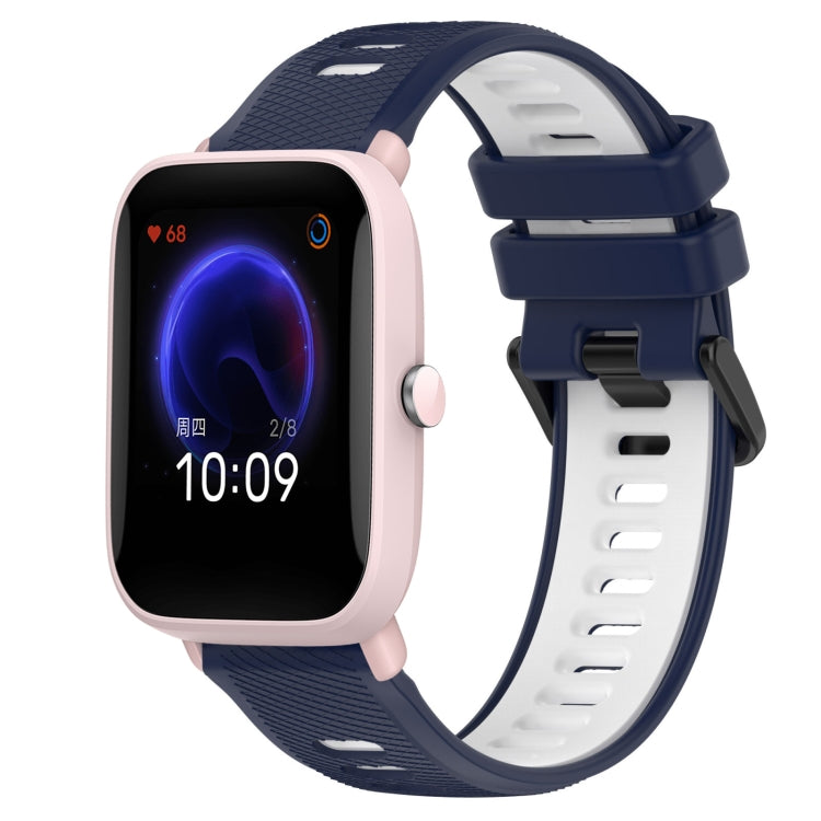 For Amazfit Pop Pro 20mm Sports Two-Color Silicone Watch Band(Midnight Blue+White) -  by PMC TechLife | Online Shopping South Africa | PMC TechLife