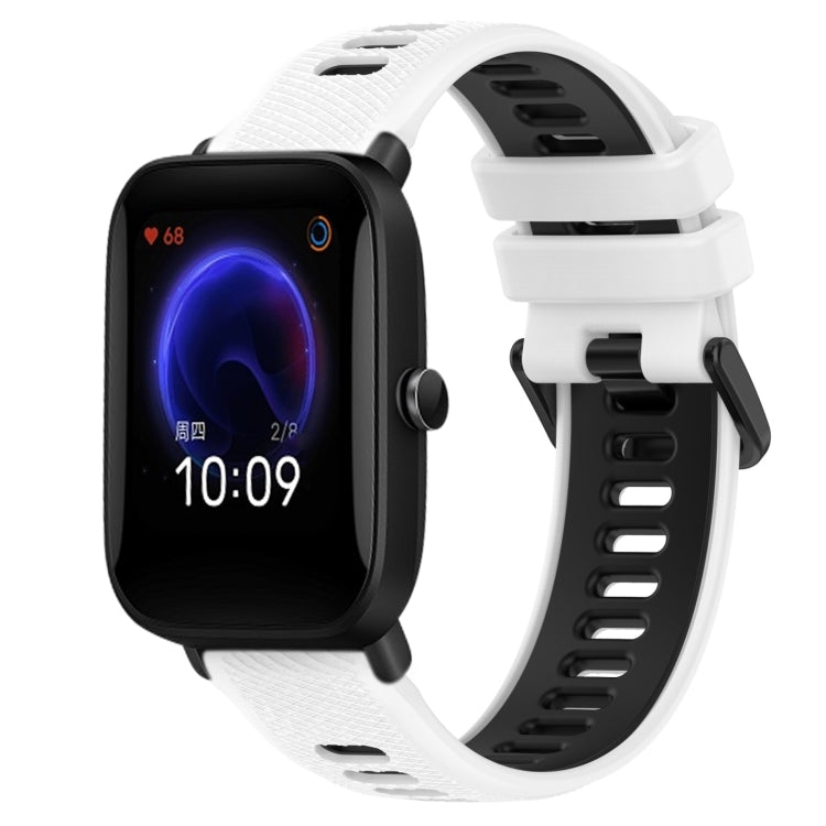 For Amazfit Pop 20mm Sports Two-Color Silicone Watch Band(White+Black) -  by PMC TechLife | Online Shopping South Africa | PMC TechLife