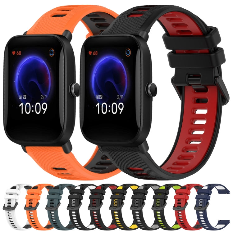 For Amazfit Pop 20mm Sports Two-Color Silicone Watch Band(Black+White) -  by PMC TechLife | Online Shopping South Africa | PMC TechLife