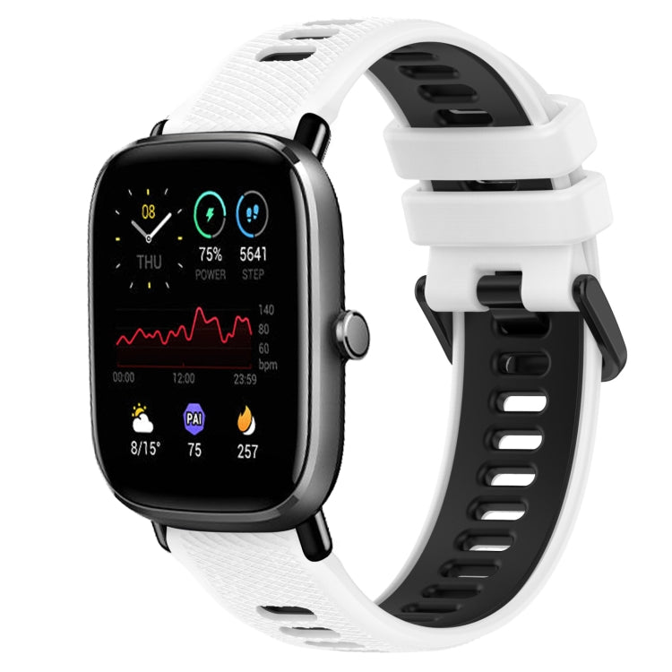 For Amazfit GTS 4 Mini 20mm Sports Two-Color Silicone Watch Band(White+Black) -  by PMC TechLife | Online Shopping South Africa | PMC TechLife