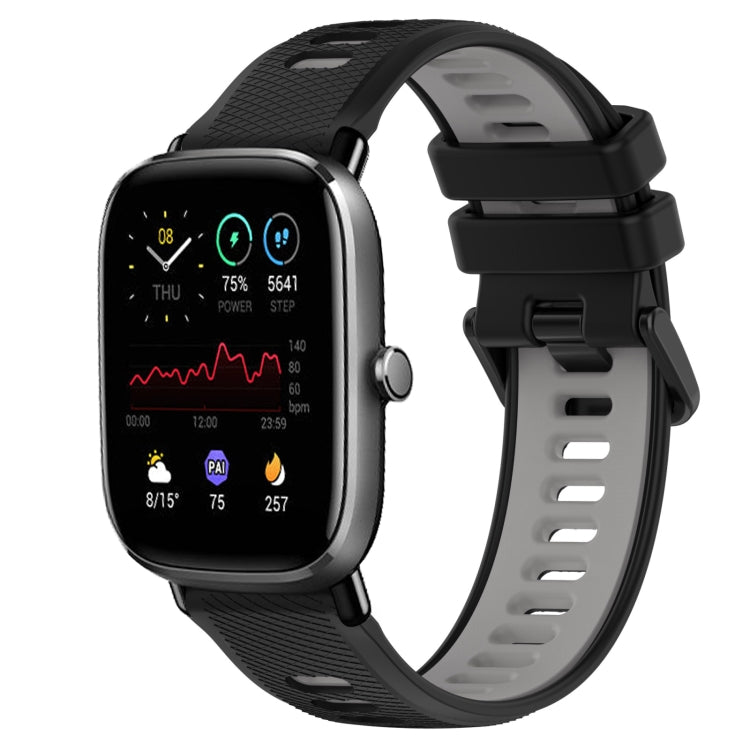 For Amazfit GTS 4 Mini 20mm Sports Two-Color Silicone Watch Band(Black+Grey) -  by PMC TechLife | Online Shopping South Africa | PMC TechLife