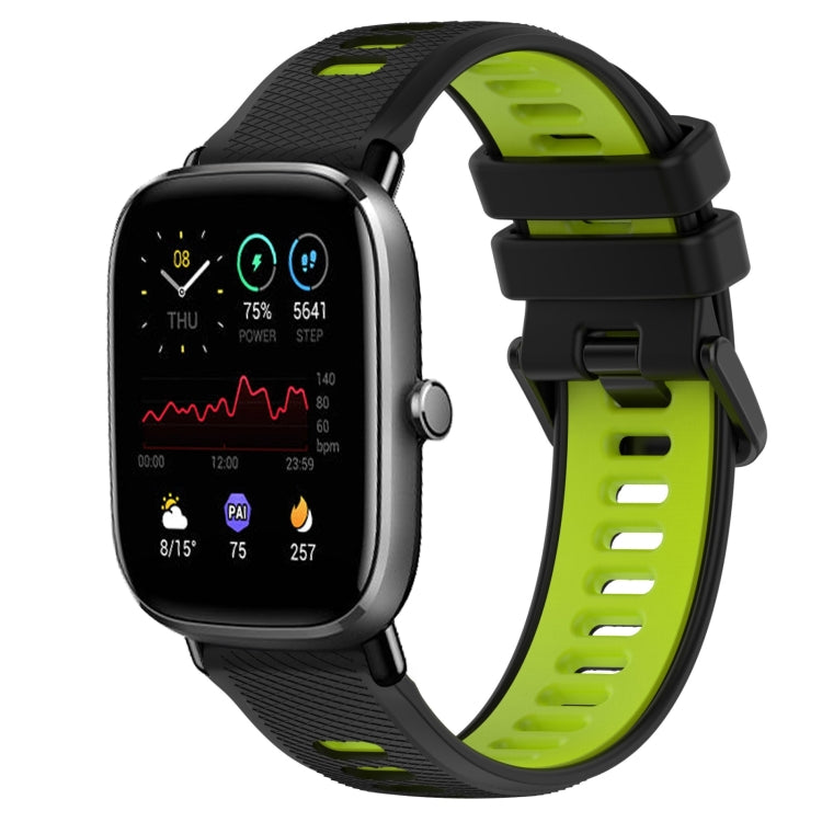 For Amazfit GTS 4 Mini 20mm Sports Two-Color Silicone Watch Band(Black+Green) -  by PMC TechLife | Online Shopping South Africa | PMC TechLife