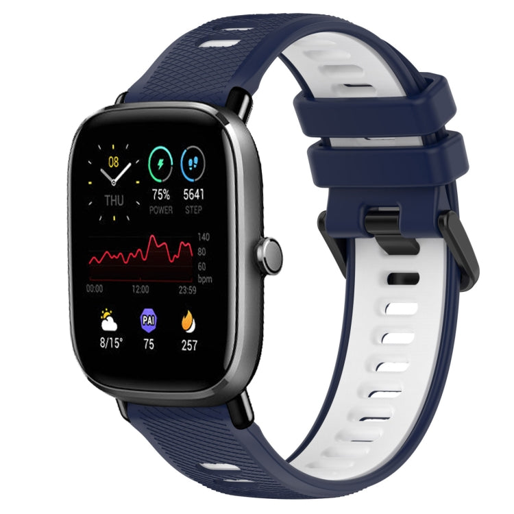 For Amazfit GTS 4 Mini 20mm Sports Two-Color Silicone Watch Band(Midnight Blue+White) -  by PMC TechLife | Online Shopping South Africa | PMC TechLife