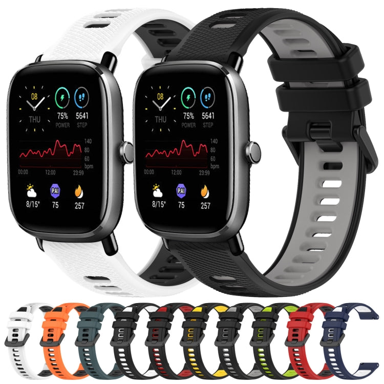 For Amazfit GTS 4 Mini 20mm Sports Two-Color Silicone Watch Band(Midnight Blue+White) -  by PMC TechLife | Online Shopping South Africa | PMC TechLife