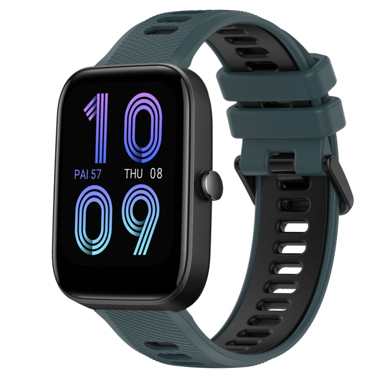For Amazfit Bip3 20mm Sports Two-Color Silicone Watch Band(Olive Green + Black) -  by PMC TechLife | Online Shopping South Africa | PMC TechLife