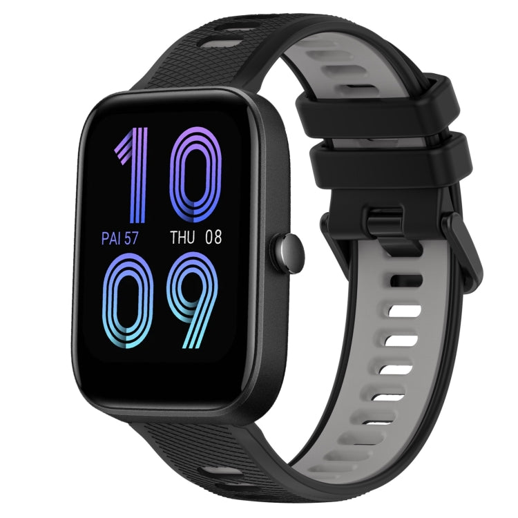 For Amazfit Bip3 20mm Sports Two-Color Silicone Watch Band(Black+Grey) -  by PMC TechLife | Online Shopping South Africa | PMC TechLife