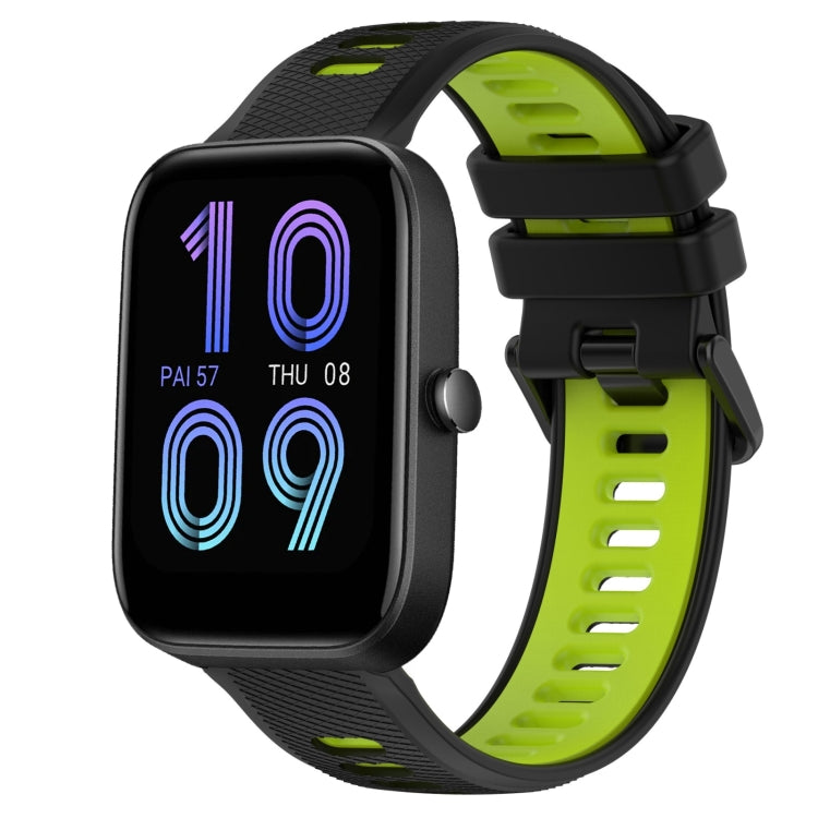 For Amazfit Bip3 20mm Sports Two-Color Silicone Watch Band(Black+Green) - Smart Wear by PMC TechLife | Online Shopping South Africa | PMC TechLife