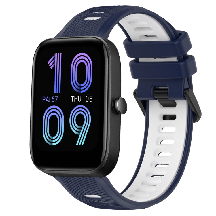 For Amazfit Bip3 20mm Sports Two-Color Silicone Watch Band(Midnight Blue+White) - Smart Wear by PMC TechLife | Online Shopping South Africa | PMC TechLife